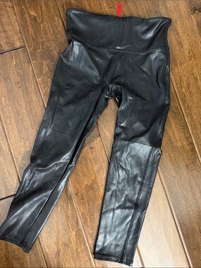 SPANX Black Faux Leather High-Waist Leggings